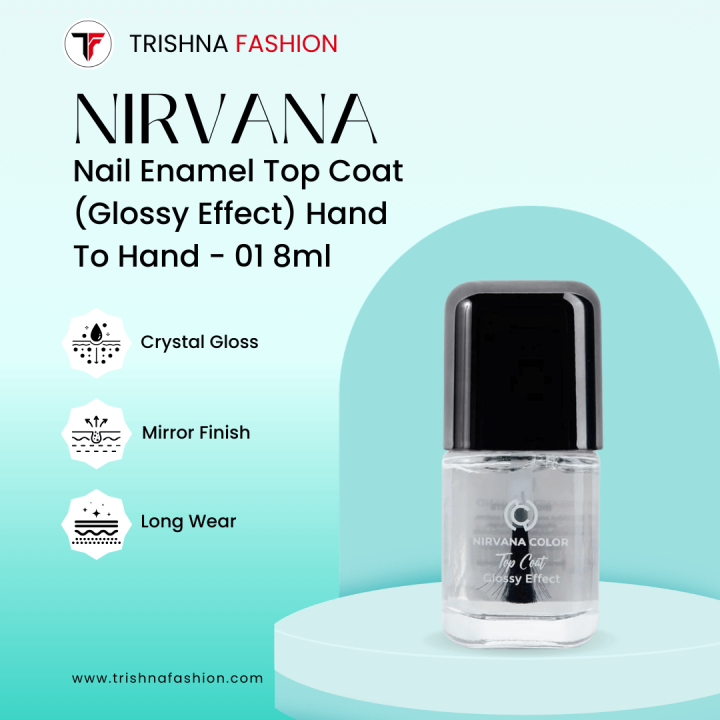 Nirvana Color Nail Enamel Top Coat – Glossy Effect (Hand To Hand-01) 8ml